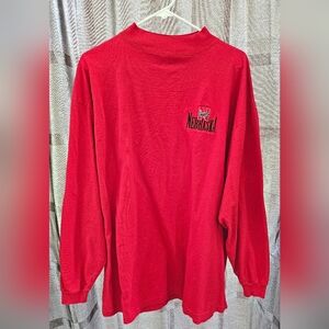 University of Nebraska Corn Huskers Longsleeve Red T-shirt, Raised Neckline, 2XL